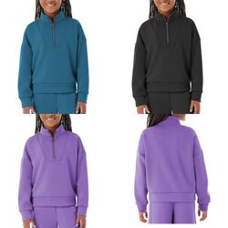 Member's Mark Girls Double Knit Sandwash Quarter Zip Available In All Sizes And All Colors Brand New With Tags 