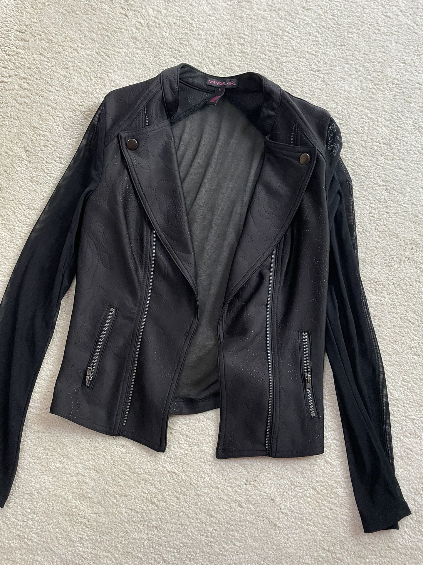 Black mesh arm material girl blazer size Medium