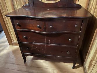 Antique Wood Dresser with Mirror