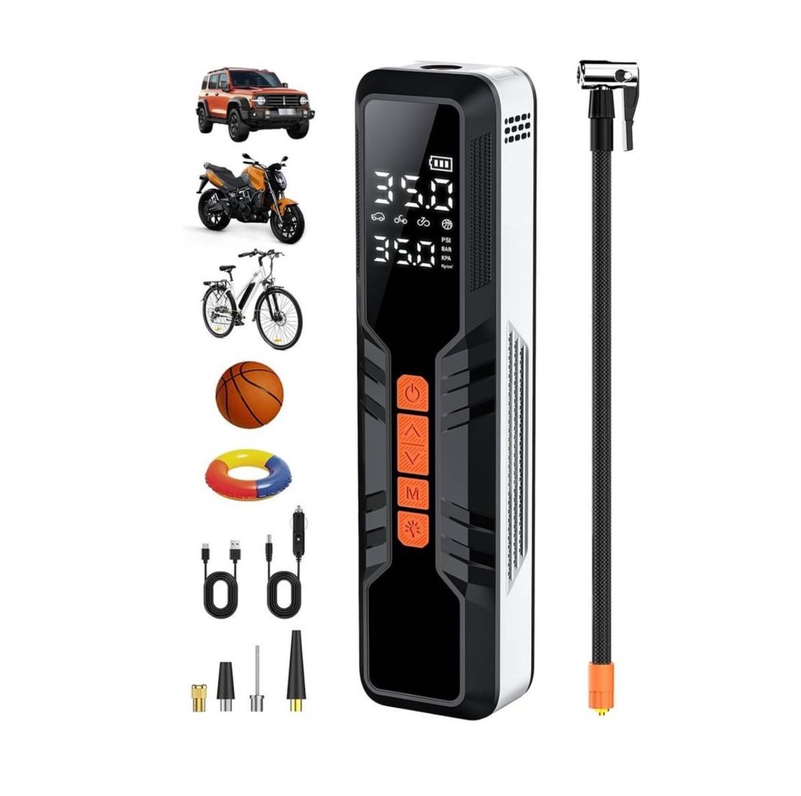 new Tire Inflator Portable Air Compressor 10000mAh - 4X Fast Air Pump for Car Tires, 150PSI Electric Tire Pump with Digital Pressure Gauge/LED Light/P