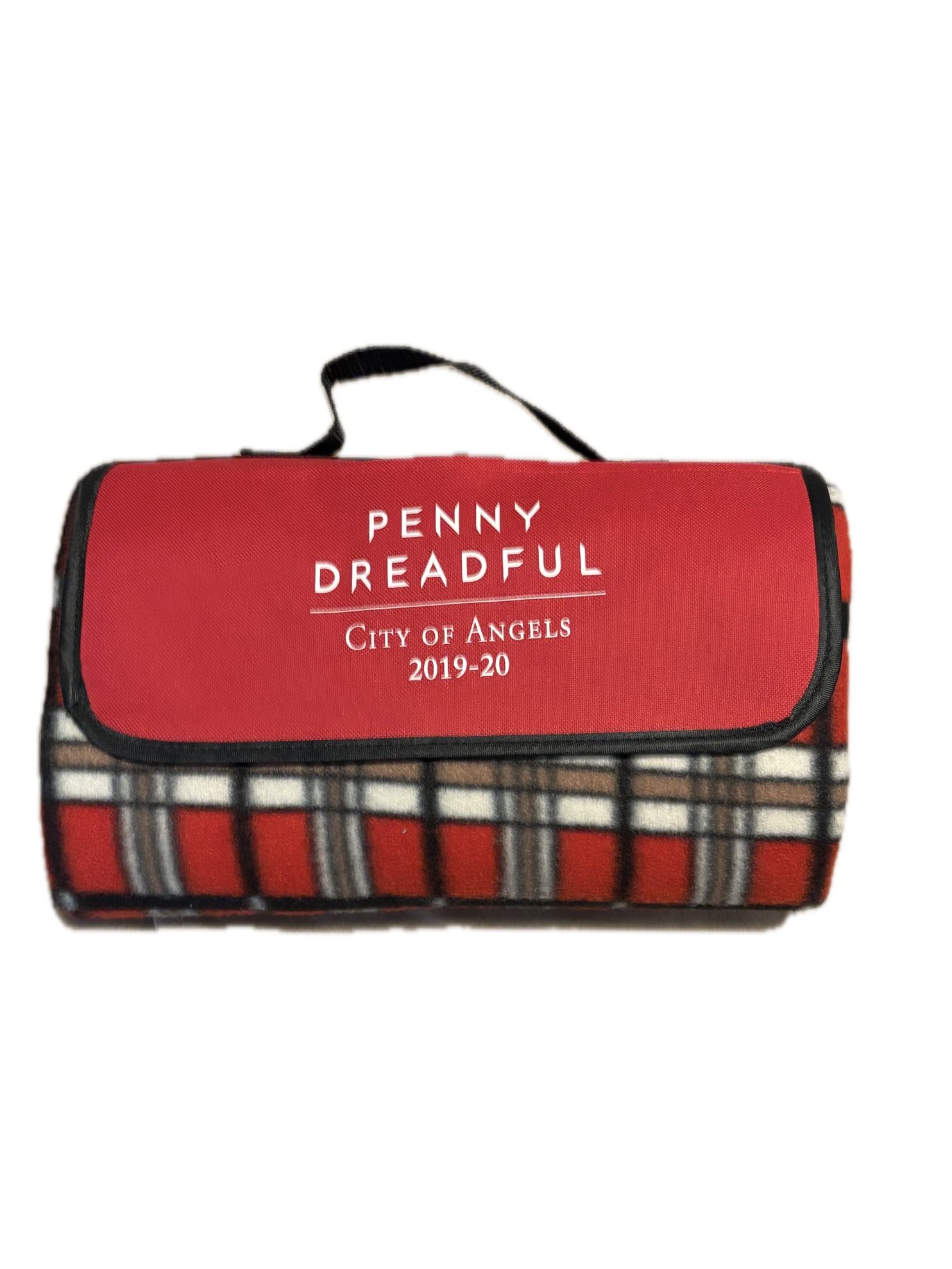 Textile picnic blanket with 'Penny Dreadful: City of Angels 2019-20' promotional branding