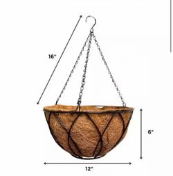 12 in. Steel Devon Hanging Basket with AquaSav Coconut Liner