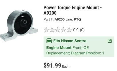 2001-2006 Nissan Sentra Motor Mounts