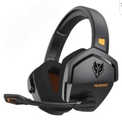 NUBWO G06 Dual Wireless Gaming Headset with Microphone for PS5, PS4, PC-Black/Orange