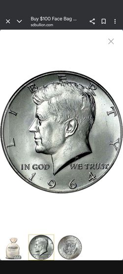 1964 Circulated Kennedy Half Dollars 90% Pure Silver
