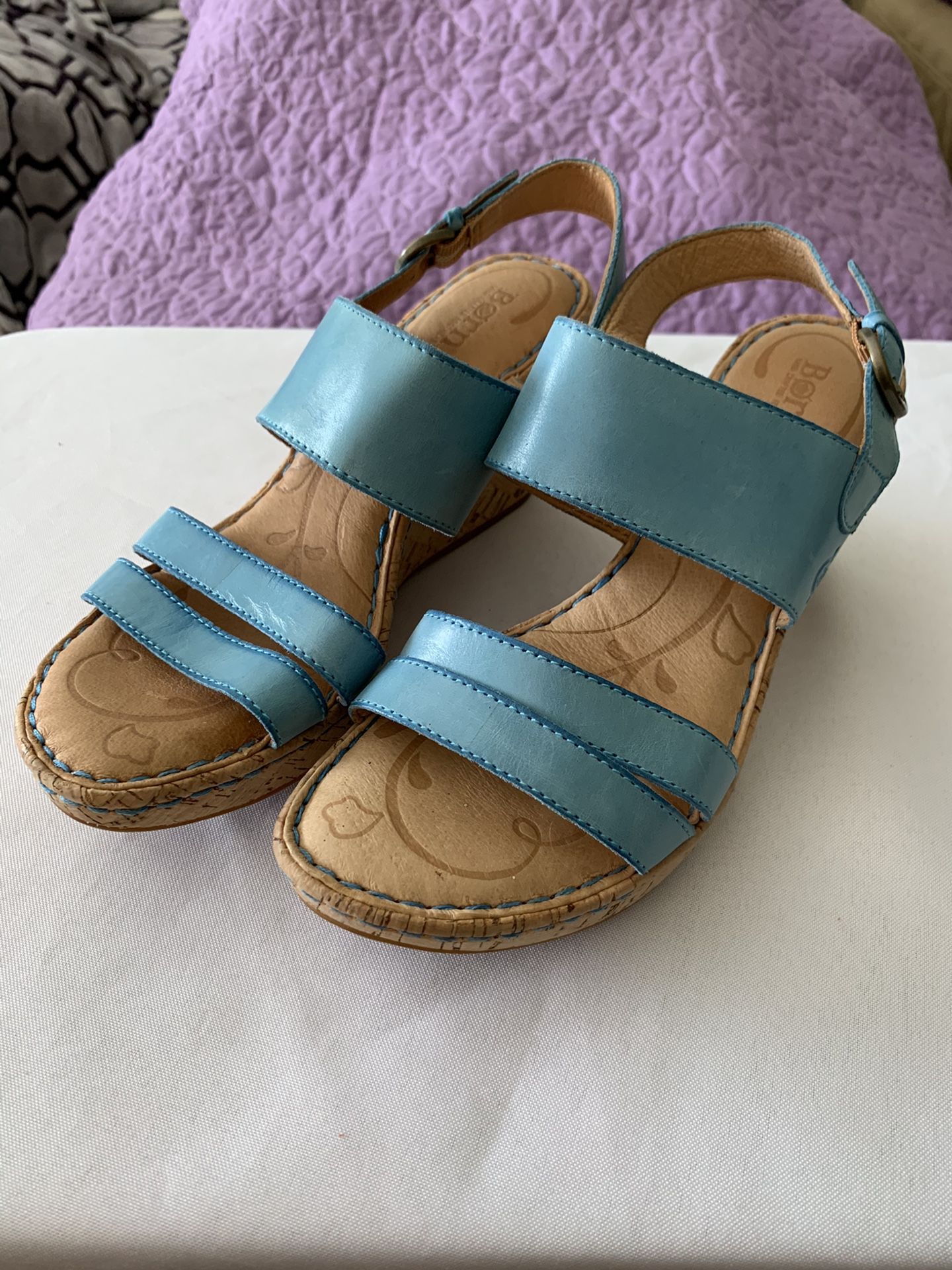 Born Brand Women’s Wedge Sandals (blue) Women’s Size 9