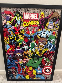 Marvel Comics Framed Character Collage Poster