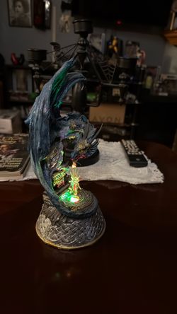 Blue Iridescent Dragon Figurine Statue