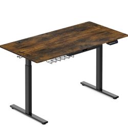 SHW 55-Inch Large Electric Height Adjustable Standing Desk, 55 x 28 Inches, Rustic Brown
