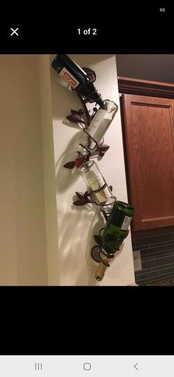 Metal Wall Wine Holder 35" H, 10" W, 35" x 10", dark brown (2 pieces)