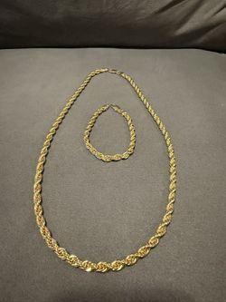 14k Gold Plated Rope Chain & Bracelet Bundle