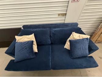 Blue velvet couch