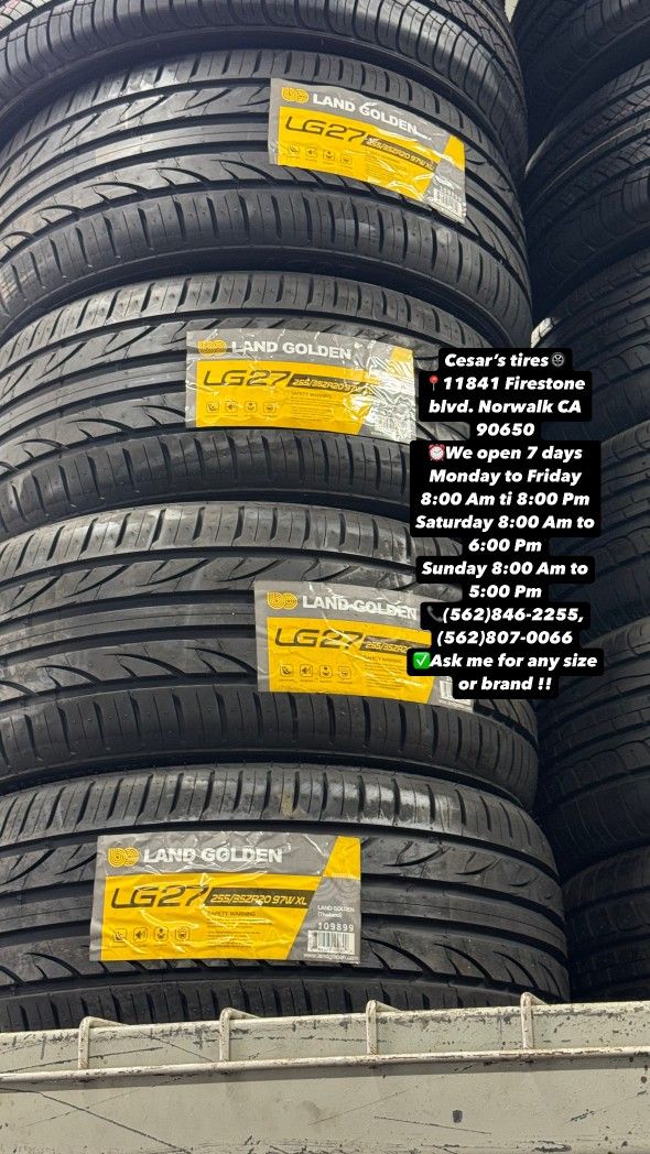 255/35R20 LANDGOLDEN A SET OF FOUR NEW TIRES, INCLUDES MOUNTING AND BALANCING WITH WARRANTY, ASK ME FOR ANY SIZE OR BRAND, WE HAVE THE BEST PRICES!!