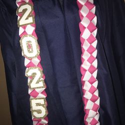 Hot Pink/white Ribbion Lei 