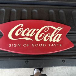 Coca cola fish tail sign 24x12  All Metal Great Shape
