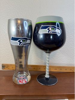 NFL Seattle Seahawks Beer Mug and Seahawks Wine Goblet handmade