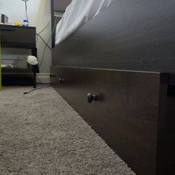 2 Dark Wood Under Bed Storage Drawers