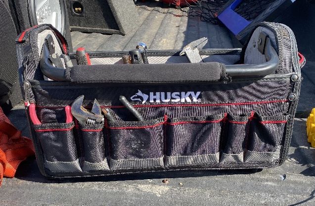 Husky pro jobsite tool bag with miscellaneous tools, pick up only located in Orting