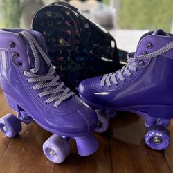 Kids Roller Skates Purple Adjustable Size 3-6 with Roller Skate Bag