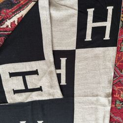 “H” Erma, Black And Tan Shawl Wrap
