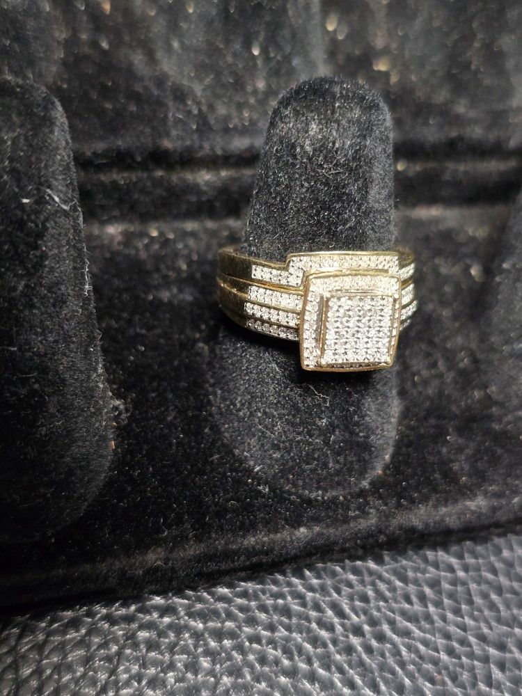 10k Gold Wedding Set Diamond Rings