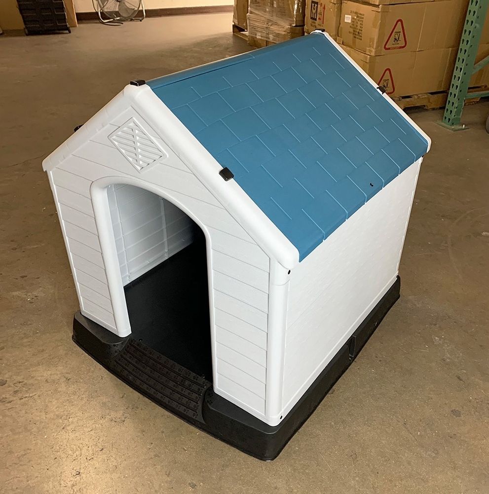 (NEW) $75 Plastic Dog House Medium Pet Indoor Outdoor All Weather Shelter Cage Kennel 35x31x32”