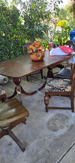 Vintage Wood Dining Table with Chairs