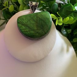 New Large MALACHITE Gemstone Pendant in .925