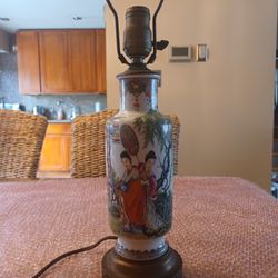 Asain Vase Made Into Night Light Signee Very Old 