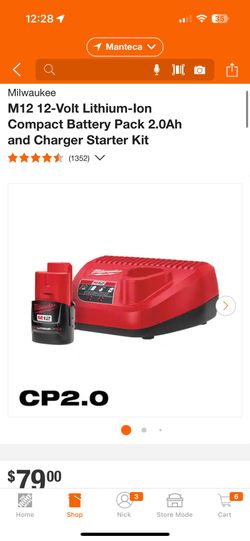 M12 12-Volt Lithium-Ion Compact Battery Pack 2.0Ah and Charger Starter Kit