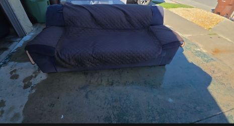 Blue Fabric Two-Seat Sofa