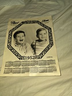 Vintage 1952 Royal Farms Dairy Calendar - South Gate, CA Ephemera