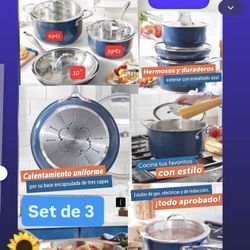 Set De 3 Caserola  6qt 3qt Sartén De 10” Acero Inoxidable  $240.00 Princess House Ventas Finales 