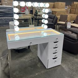 Makeup Vanity With LED Mirror and Bluetooth Speaker 