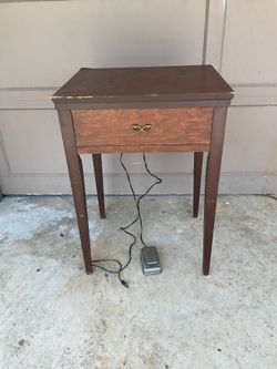 Antique Sewing Machine and Table