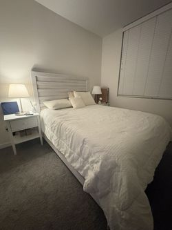 White Bed Frame And Mattress 