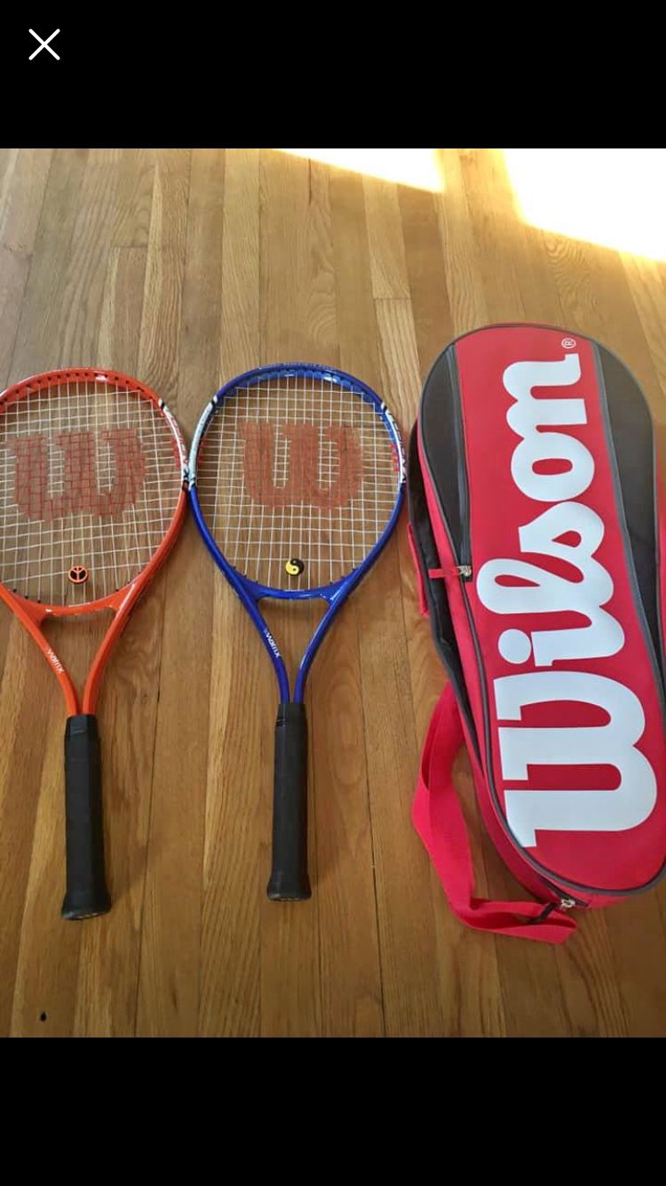 Two Wilson tennis rackets brand new with bag