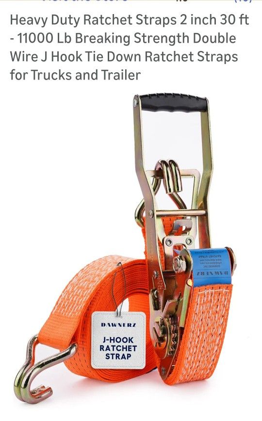 Set Of 4 Heavy Duty Ratchet Straps 2inch 30 Ft. 11,000 Lb Breaking Strength