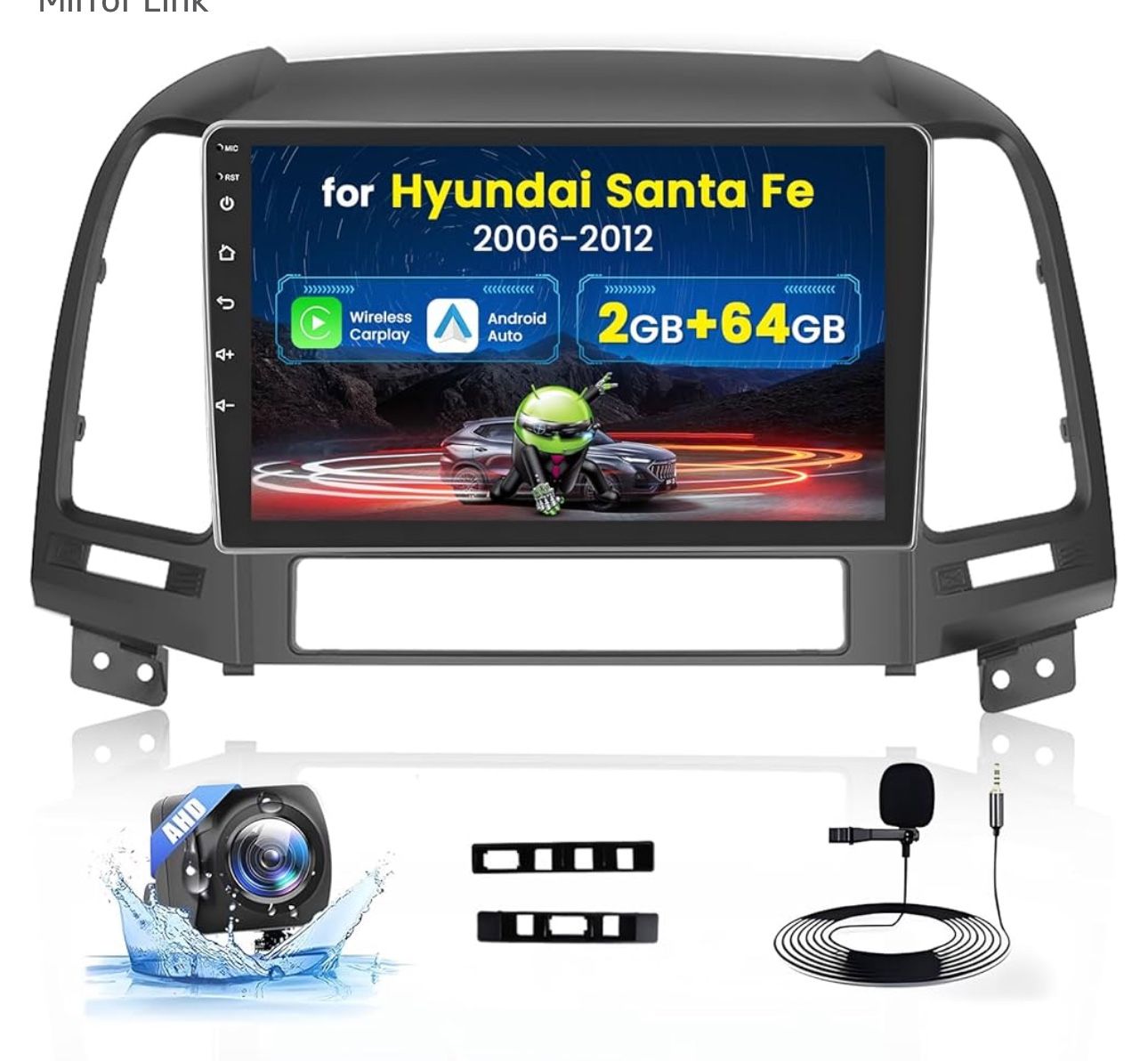 for Hyundai Santa Fe 2006-2012】 Android Upgraded Car Stereo,2+64GB 9'' HD Touch Screen Car Radio with Wireless Carplay, Android Auto, GPS, WiFi, Bluet