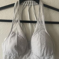 Flirtitude, Women’s Light Blue Removable Pads Strap Back Lace Bralette, Size M