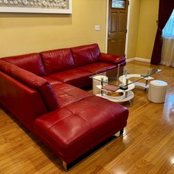 For Sale: Stunning set of luxury Italian leather couches in a bold, beautiful red—elegant, eye-catching, and exceptionally comfortable. These pre-owne