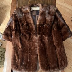 Gimbel Brothers 1960s Silk Lined Mink Fur Cape w/ Garment Bag