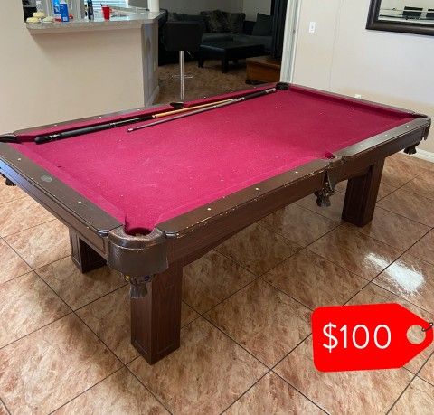 Pool Table With Pool Sticks