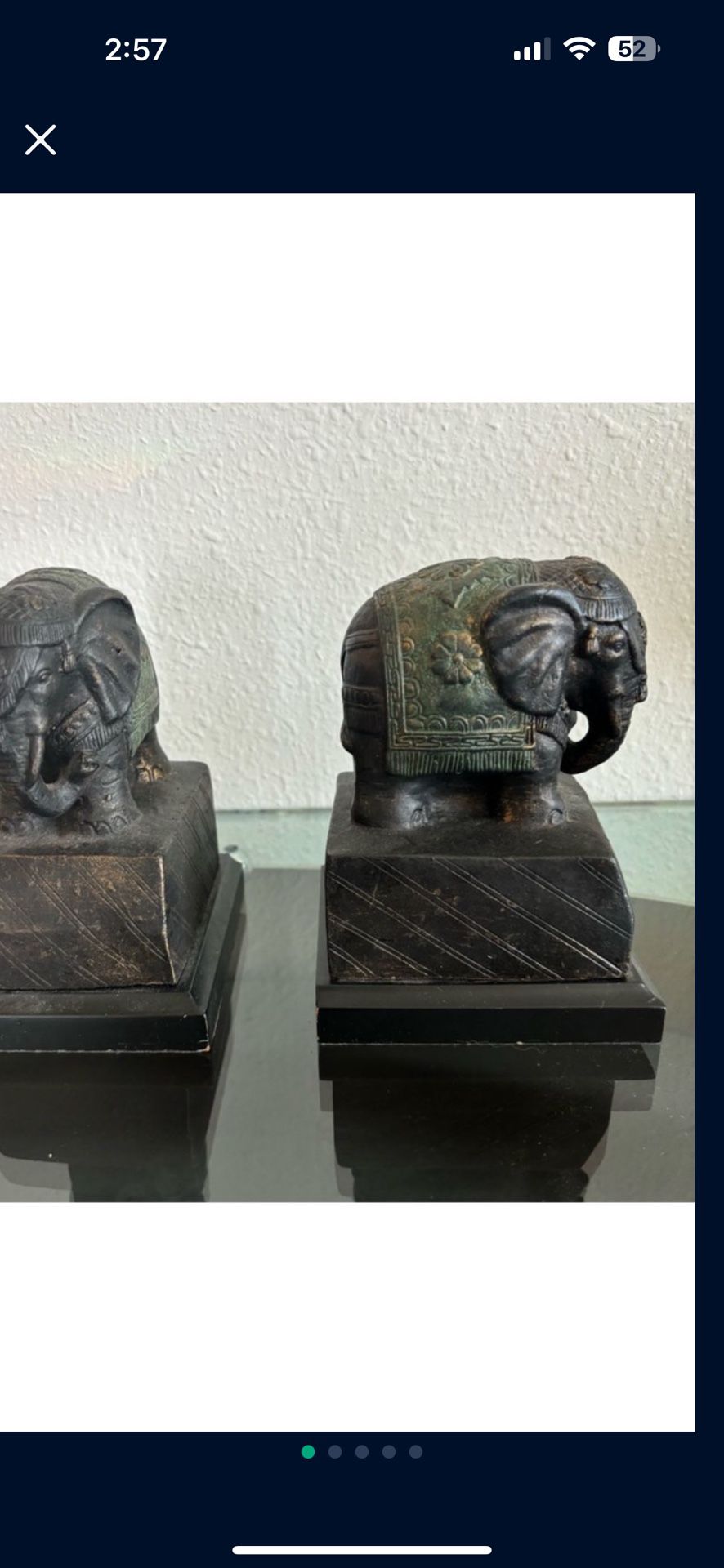 Pair of 19th century decorative made in India elephant bookends