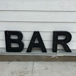 BAR Marquee Light up Metal Distressed Sign For Parties Weddings Birthdays
