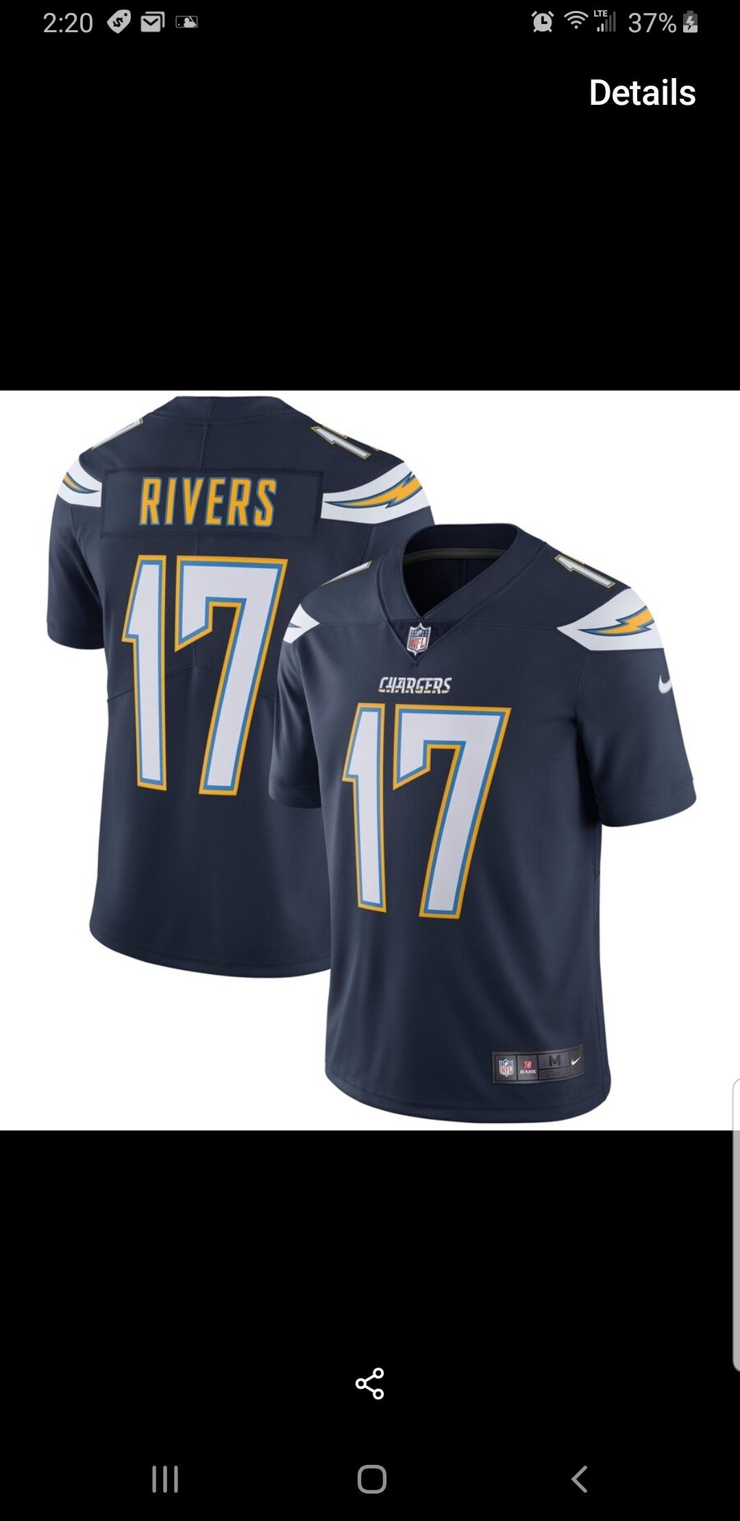 CHARGERS RIVERS JERSEY SIZE SM-3XL 100% STITCHED