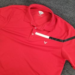 Callaway Mens Golf Polo Shirt Red Size (XL) Black And White Logo