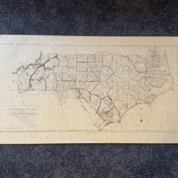 Vintage Map Reproduction of North Carolina