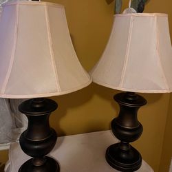 Vintage Lamps -Set of 2  Bronze  Including Shade