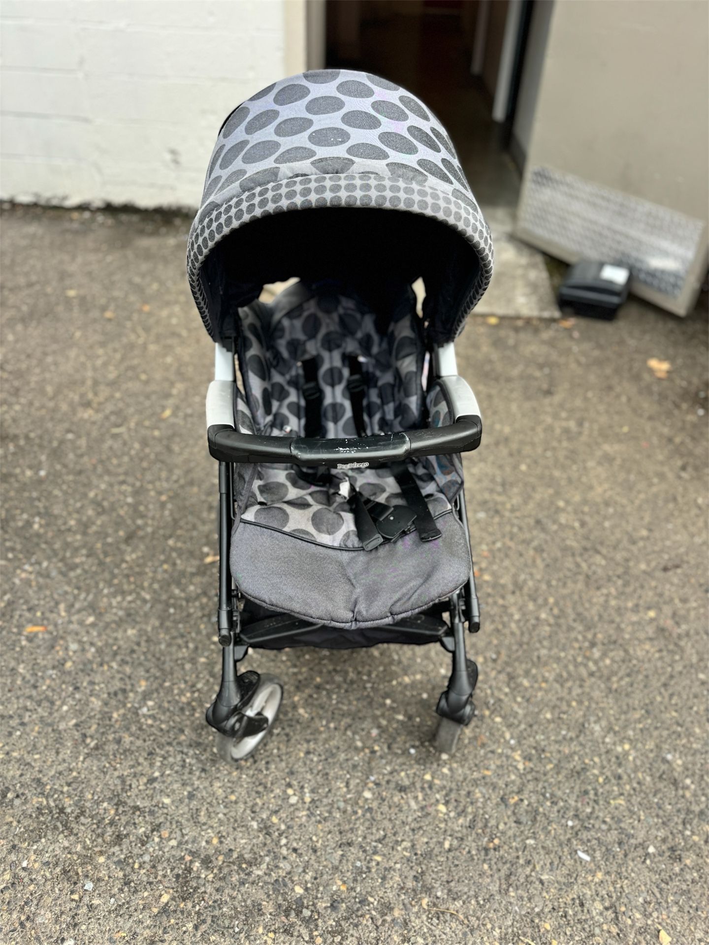 Peg Perego Compact White Stroller Polkadot